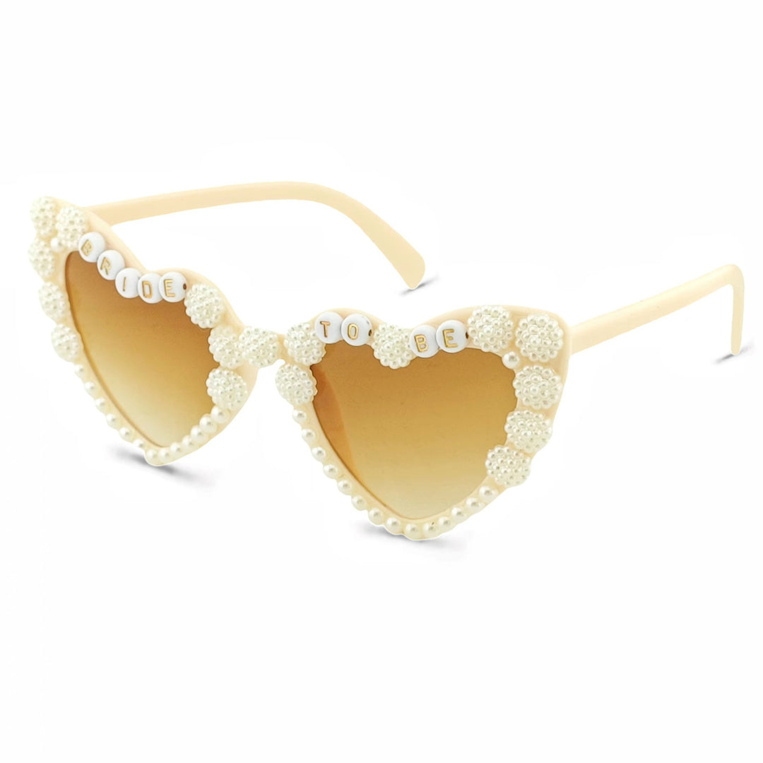 Heart-Shaped Bridal Sunglasses with Pearl Accents Bowlift