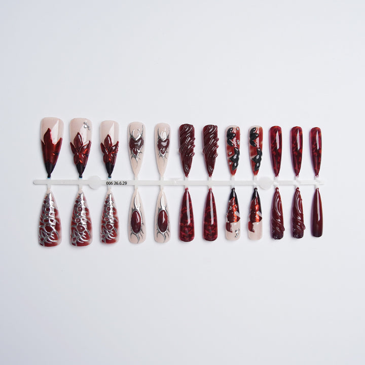 Acrylic nail set with artistic designs Bowlift