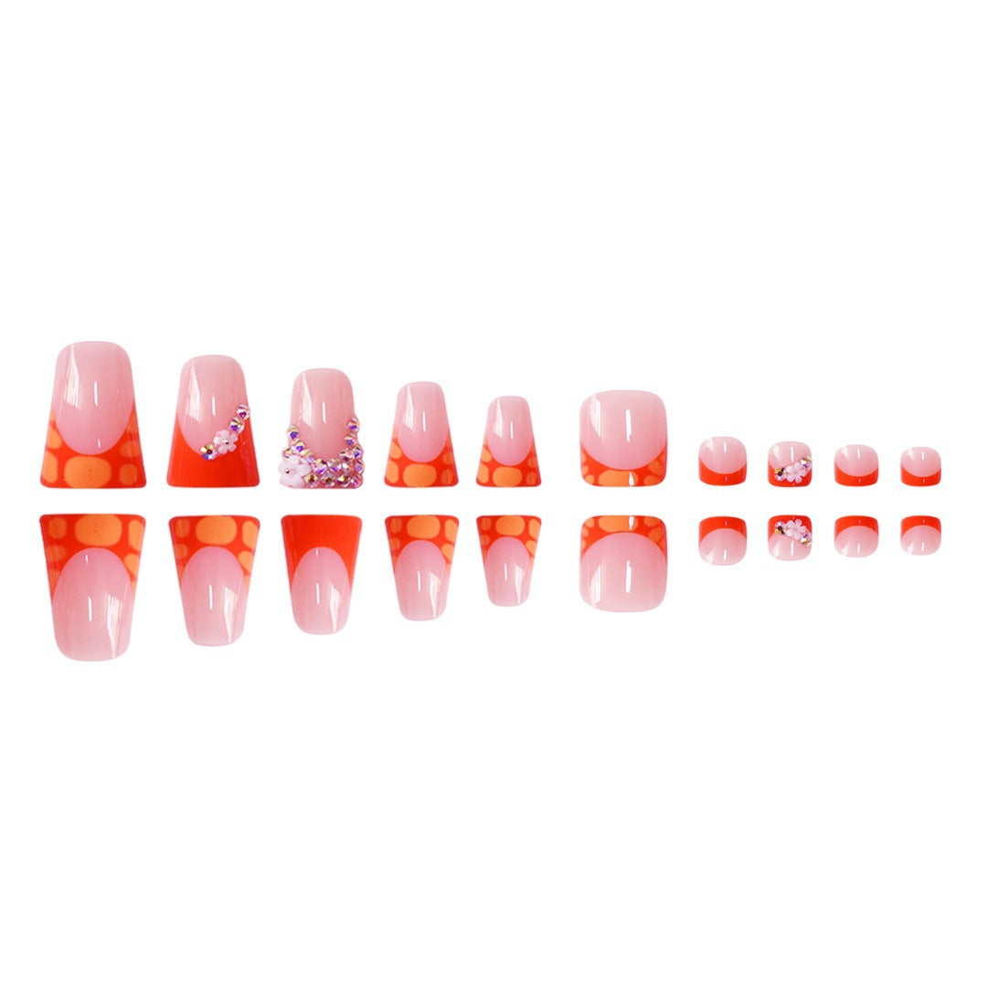 Decorative Press-On Nail Set with Vibrant Shapes and Gems Bowlift