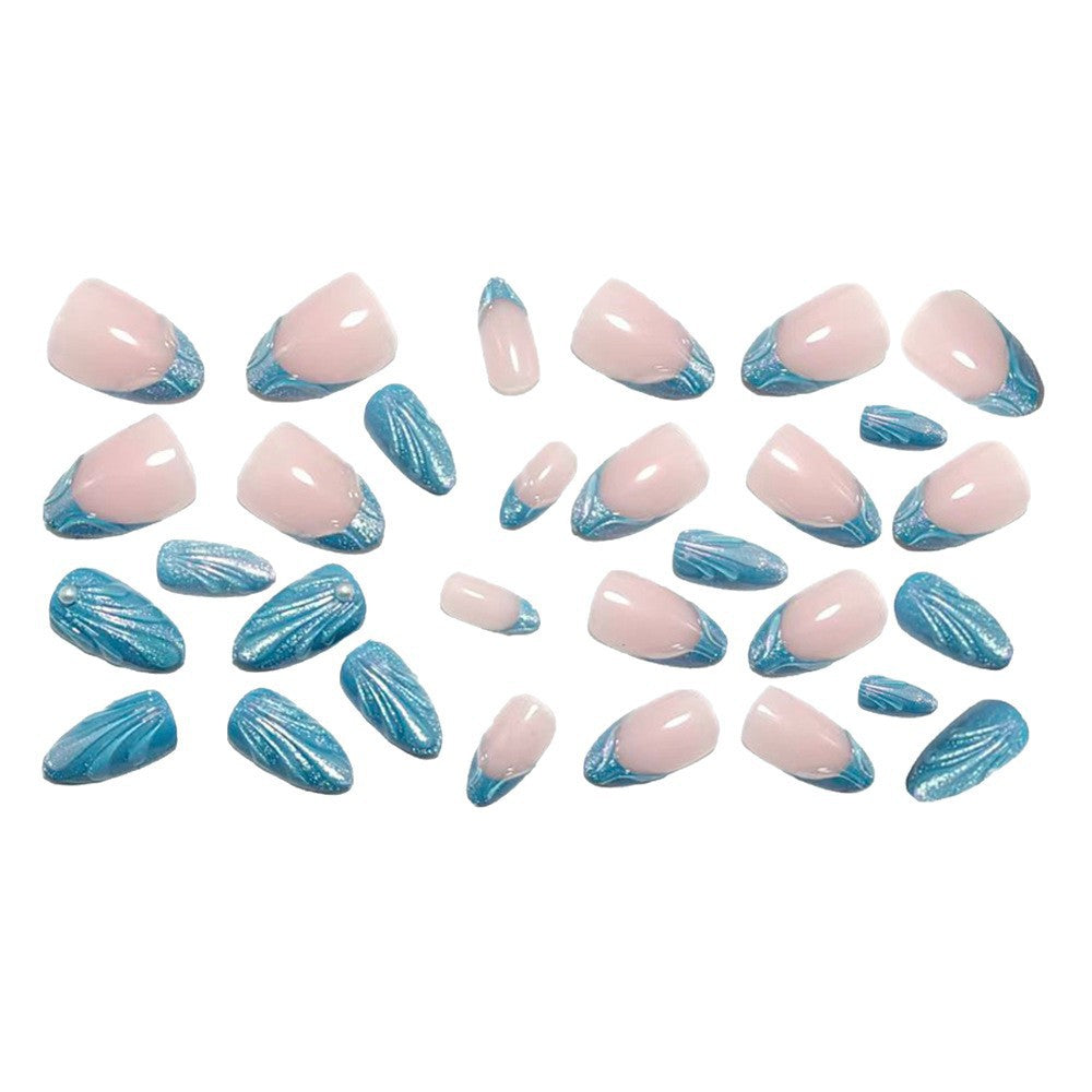 Artificial nails with glitter and wave design Bowlift