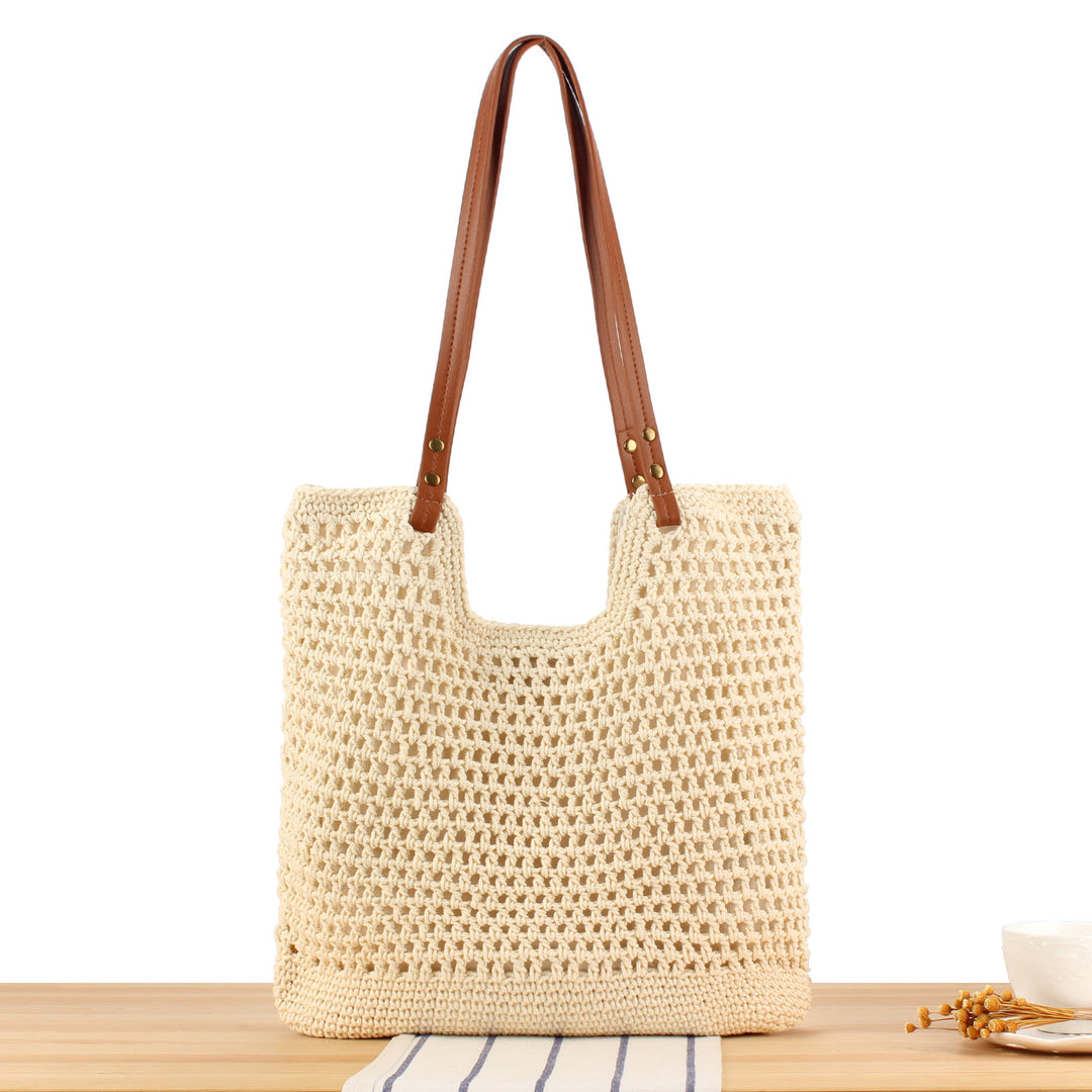Hand-knotted shopping bag with sturdy leather handles Bowlift