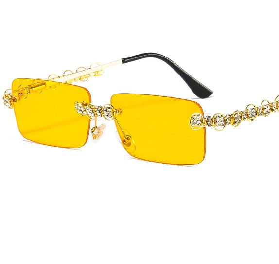 Women's designer sunglasses with sparkling frame and rectangular lenses Bowlift