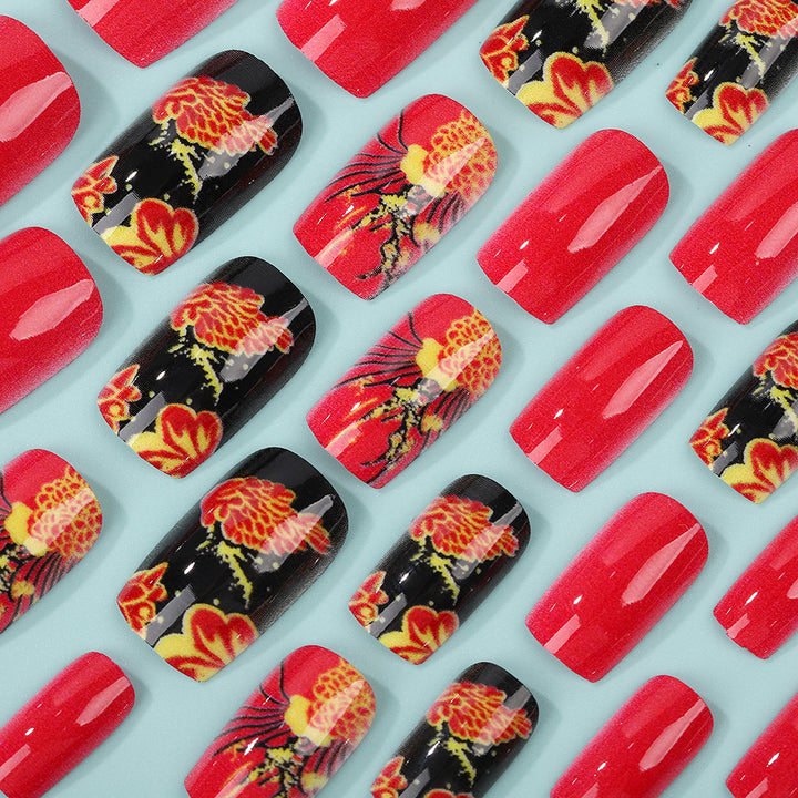 Artistic Nail Tips in Floral Design Bowlift