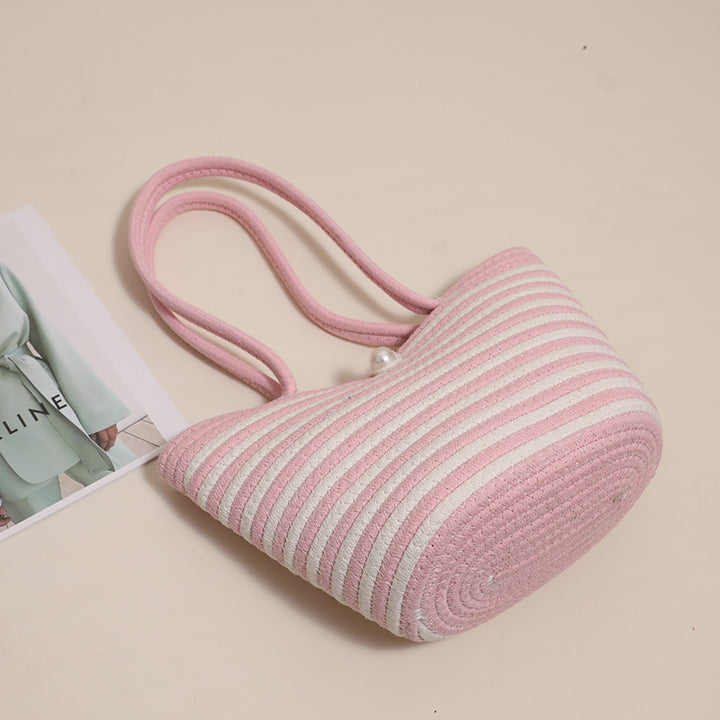 Trendy Basket Bag with Stylish Striped Pattern Bowlift