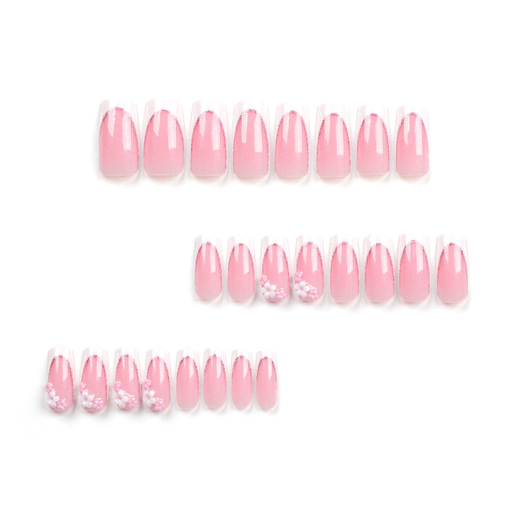 Artful Nail Extensions with Glitter and Flower Accents Bowlift