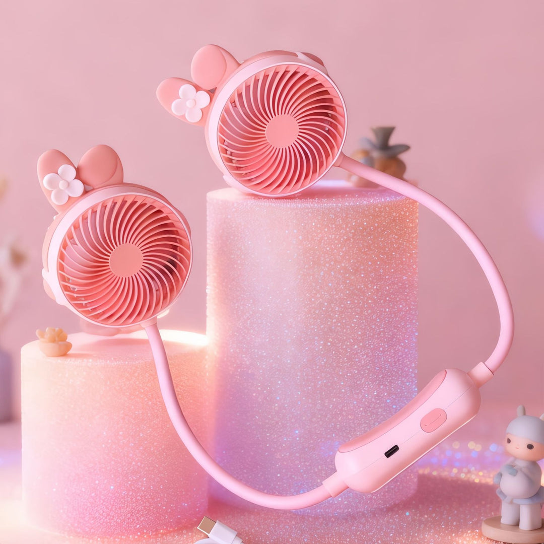 Women's Portable Mini Neck Fan with Dual Blower Bowlift