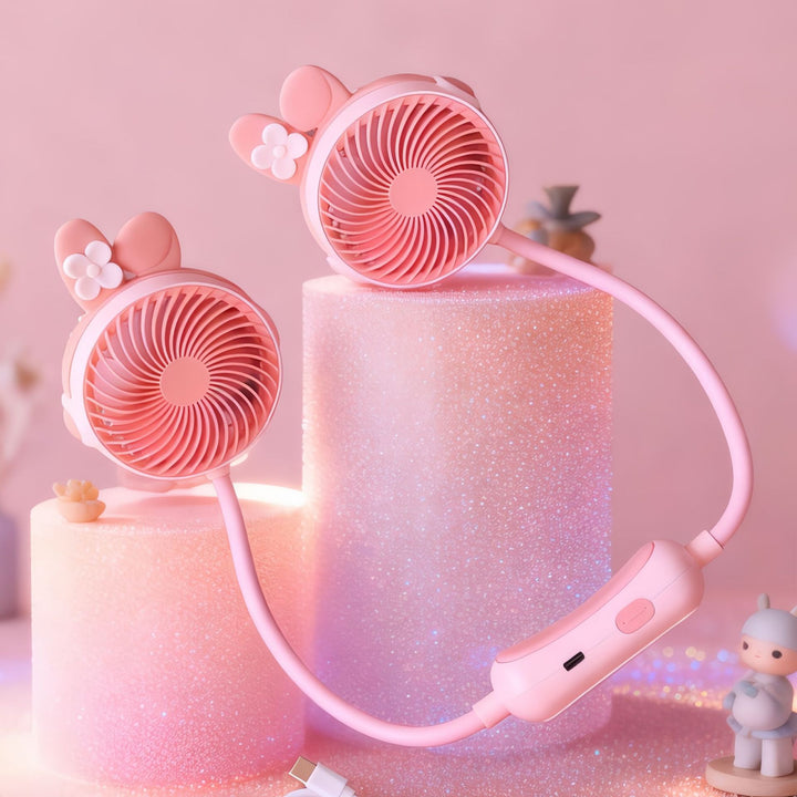 Women's Portable Mini Neck Fan with Dual Blower Bowlift