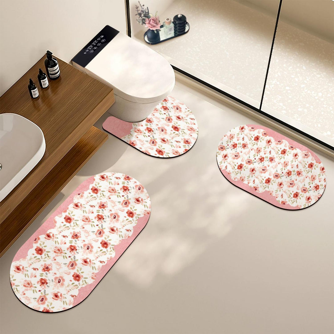 Decorative Floral Bath Mat Set