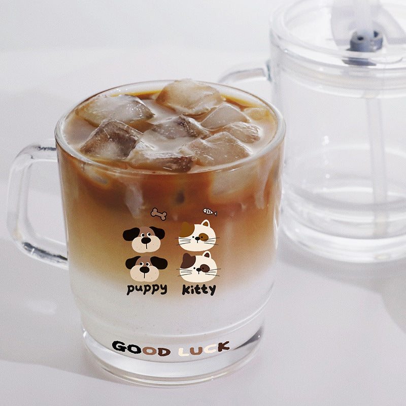 Ladies funny tea glass cup with artistic cat design Bowlift