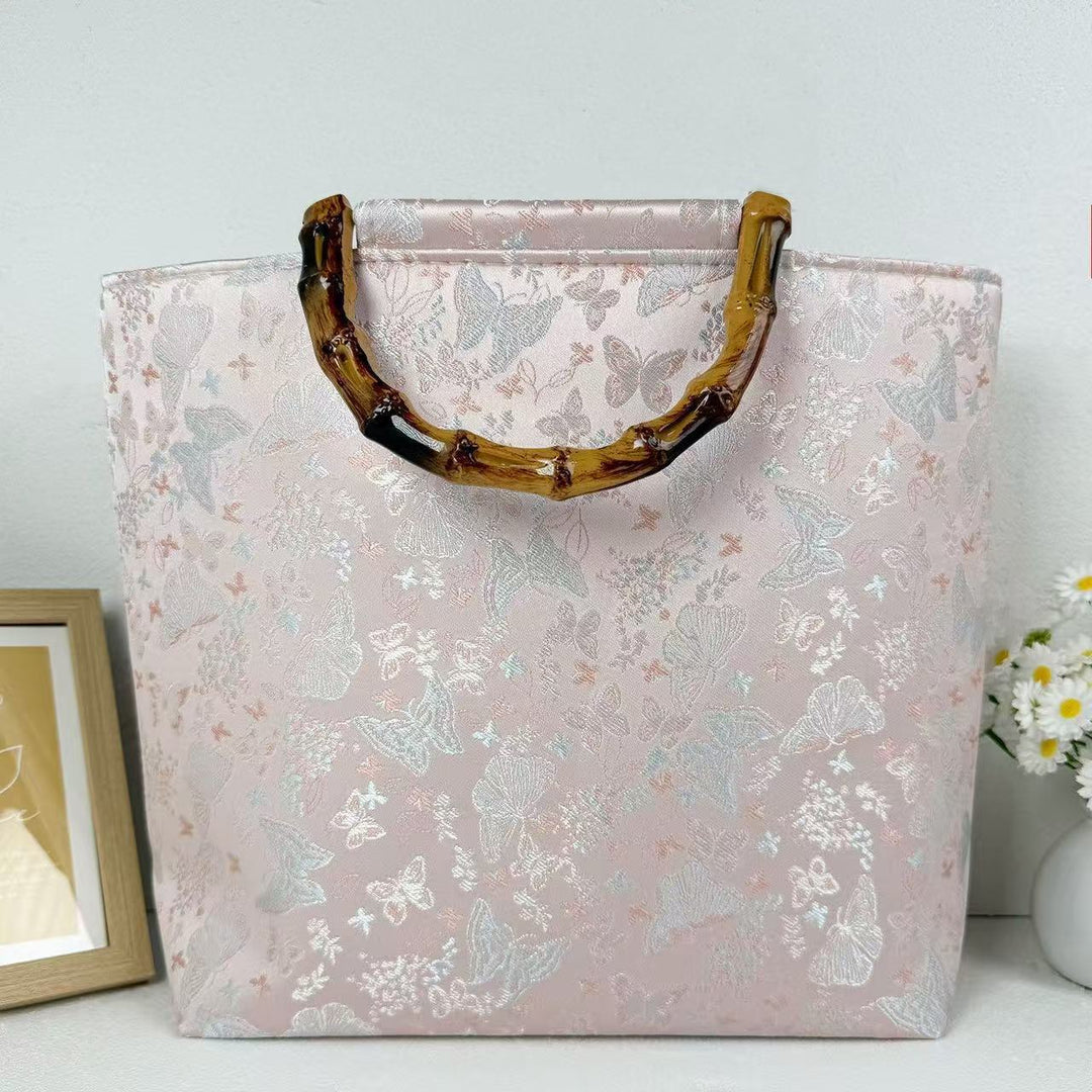 Elegant Handbag with Bamboo Handles Bowlift