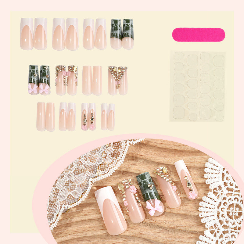 Acrylic Nail Set with Luxurious Decorations Bowlift