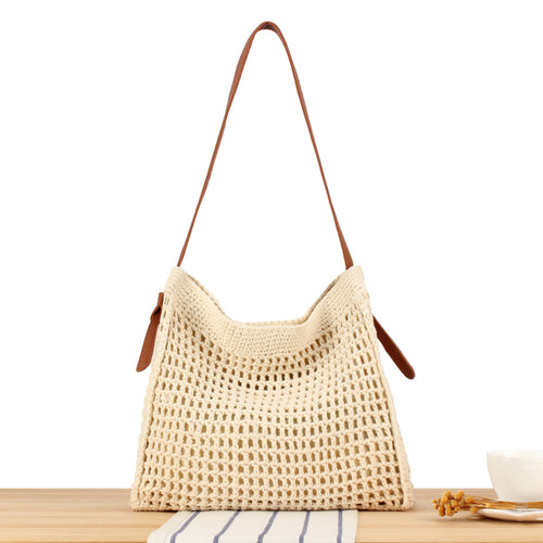 Braided shoulder bag with wide leather handles Bowlift