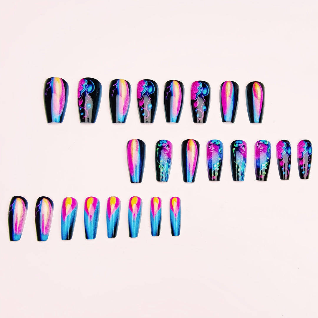 Creative artificial nails with neon accents Bowlift
