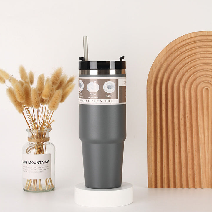 Unisex Insulated Drinking Cup with Integrated Straw Bowlift