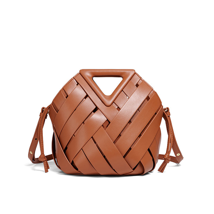 Handcrafted Woven Leather Shoulder Bag Bowlift