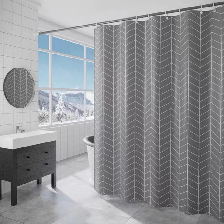 Chevron Patterned Fabric Shower Curtain Bowlift