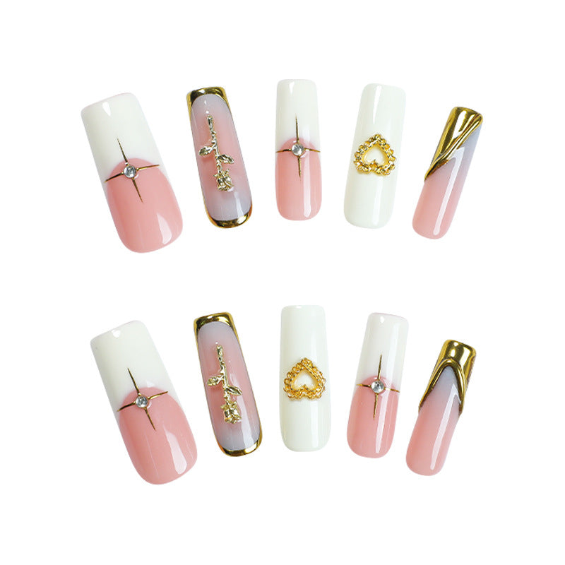 Acrylic nail set with glamorous decorations Bowlift