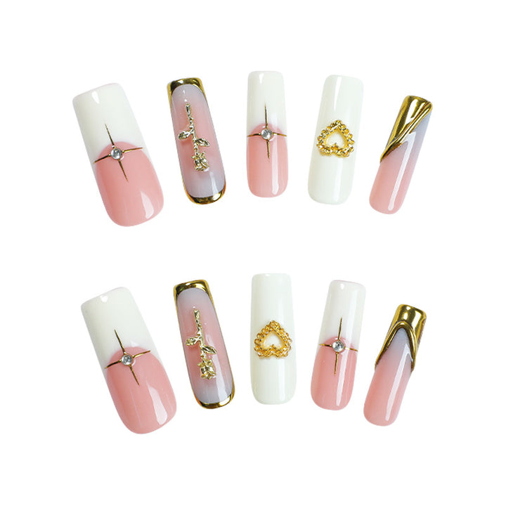 Acrylic nail set with glamorous decorations Bowlift