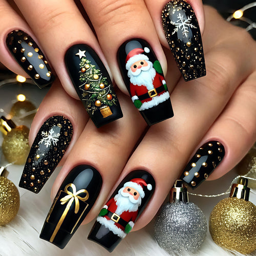 Artificial nails with festive Christmas motif Bowlift