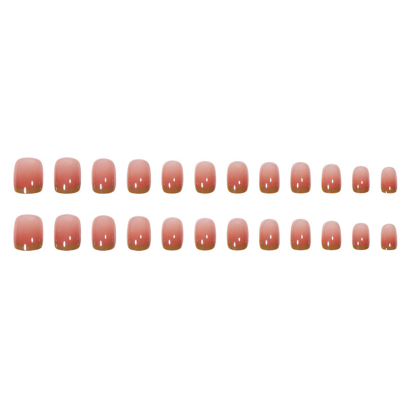 Elegant French Tip Press-On Nails with Pearlescent Finish Bowlift