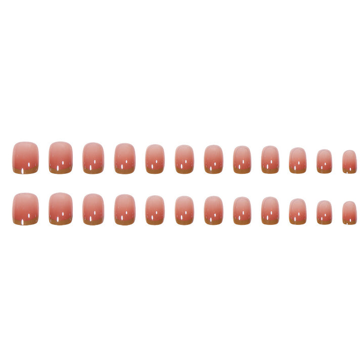 Elegant French Tip Press-On Nails with Pearlescent Finish Bowlift