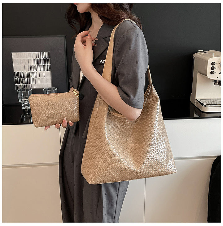 Woven Leather Shoulder Bag Bowlift
