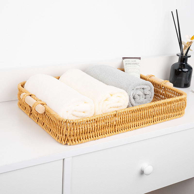 Handwoven Rectangular Serving Tray Bowlift