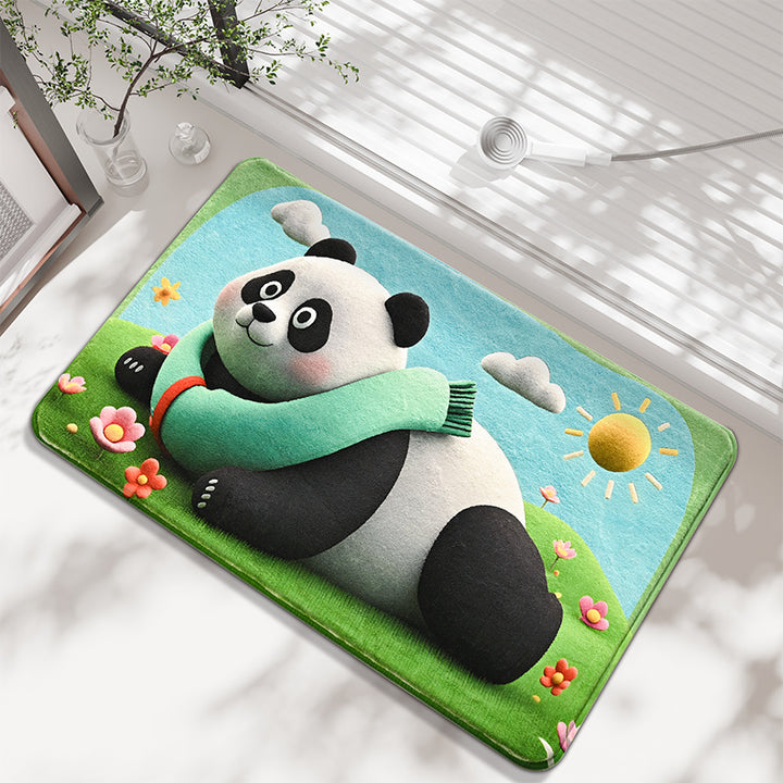 Cartoon Panda-Themed Bath Mat