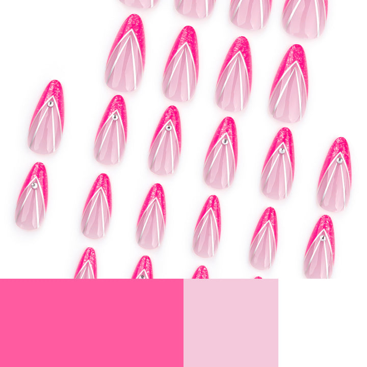 Artful Nail Extensions with Glitter and Rhinestone Decorations Bowlift