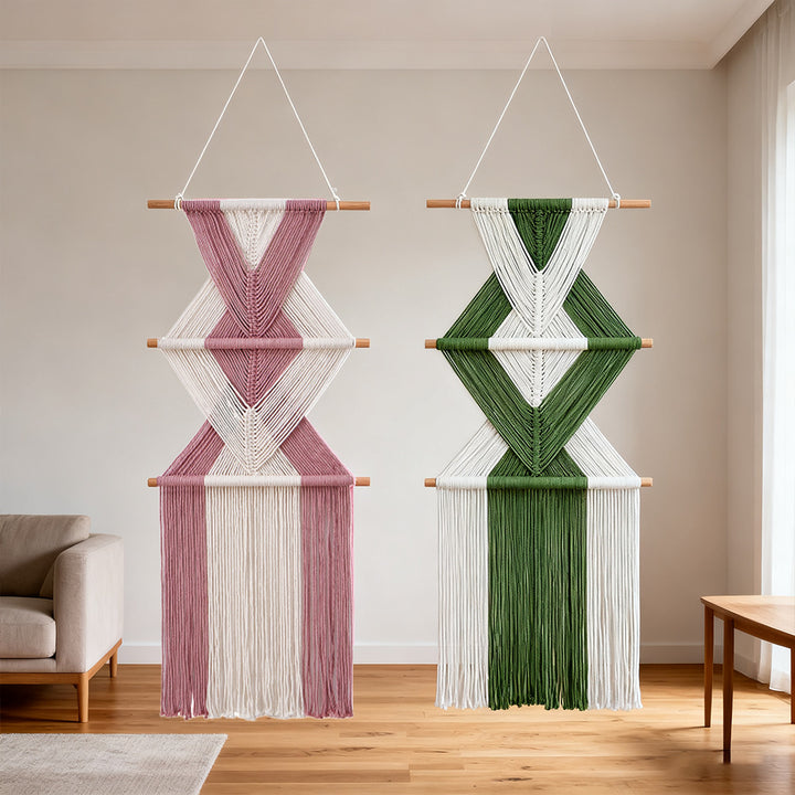 Macramé Wall Decor with Geometric Pattern Bowlift