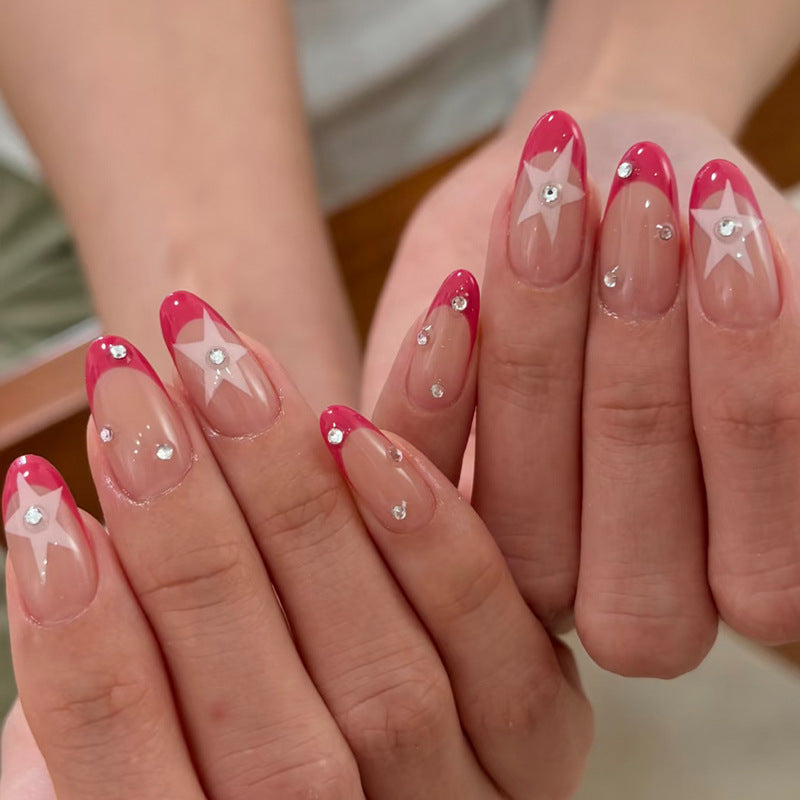 Decorative Press-On Nail Tips with Rhinestone Accents Bowlift