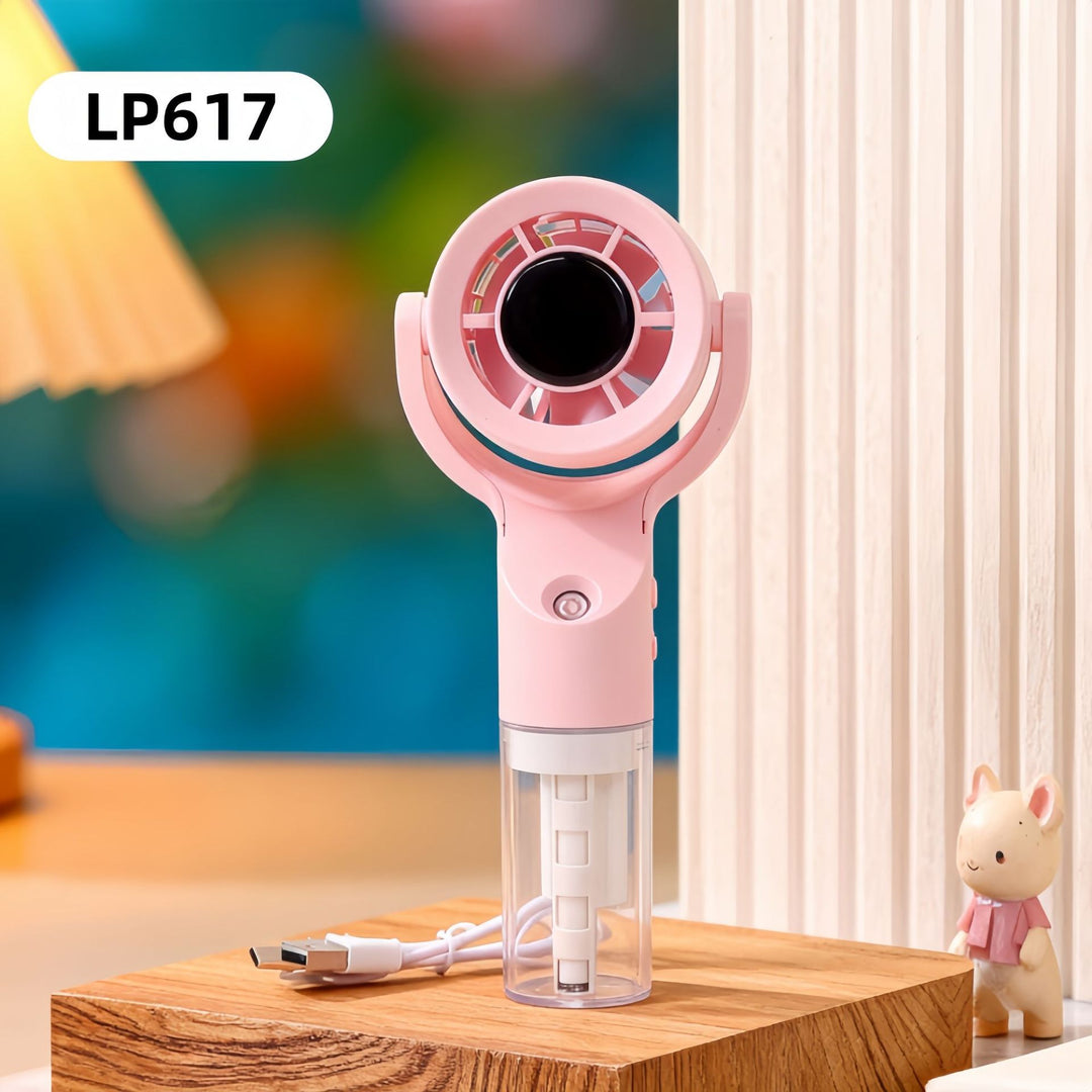 Women Portable Spray Fan with USB Charging Function and Ergonomic Handle Bowlift