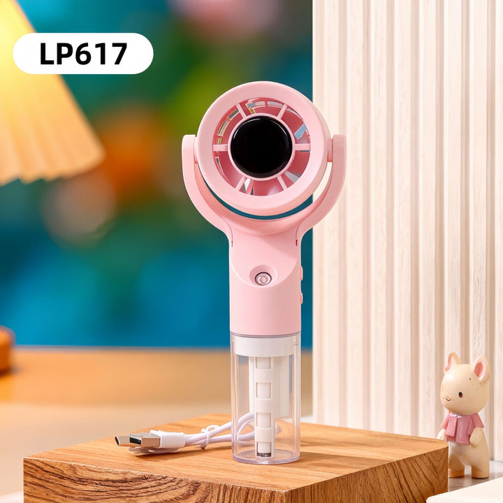 Women Portable Spray Fan with USB Charging Function and Ergonomic Handle Bowlift
