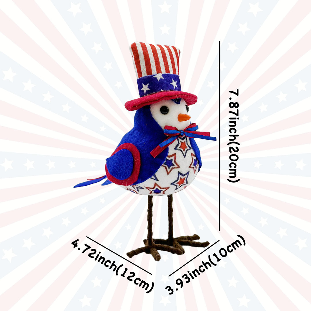 Unisex nan patriotic decor bird figure made of fabric with star stripe pattern and sturdy metal feet Bowlift