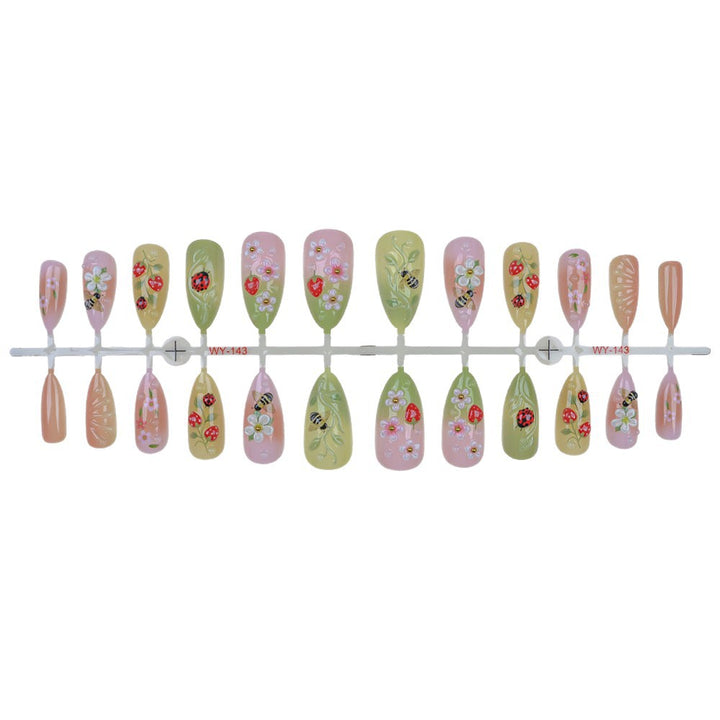 Artistic Floral Design Press-On Nails Bowlift