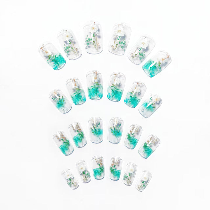 Artificial nails with botanical flower design Bowlift