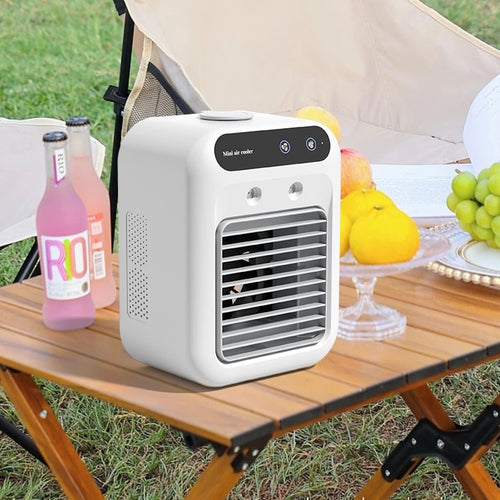Cooling compact portable evaporative desktop air cooler with adjustable louvers and ultra-quiet aerospace-inspired airflow Bowlift