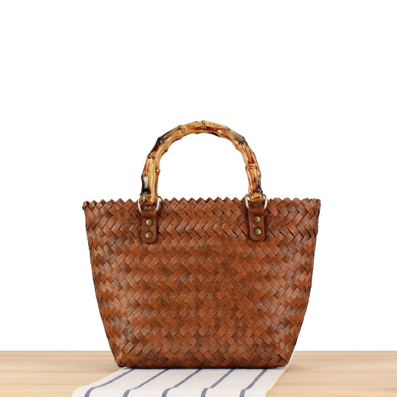 Braided handbag with high-quality bamboo handle Bowlift