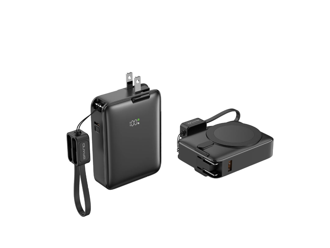 Portable power bank with integrated magnetic charger and smart LED display Bowlift