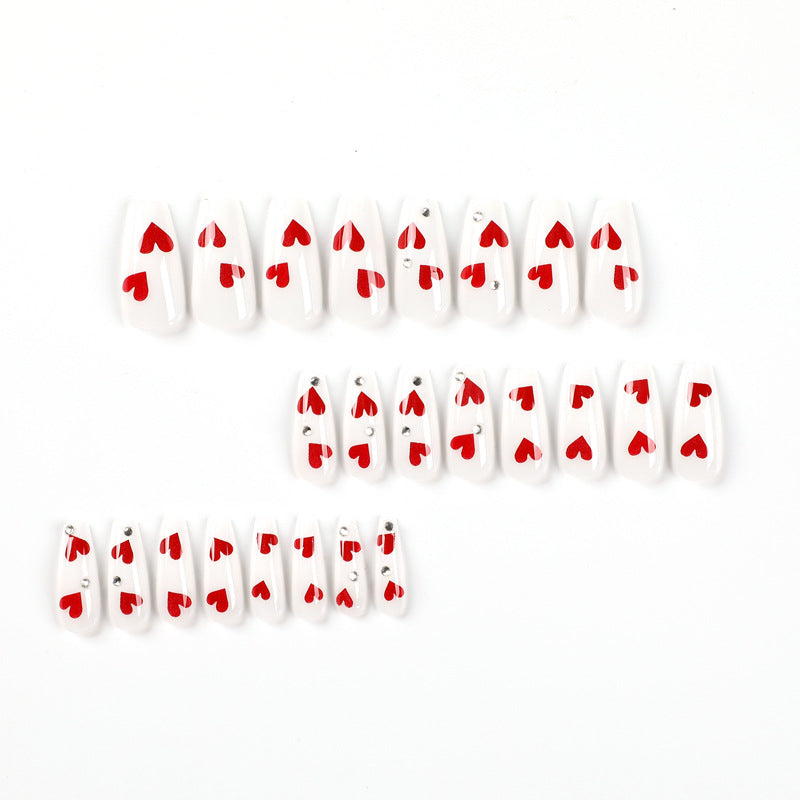 Artful Nail Extensions with Romantic Heart Designs Bowlift