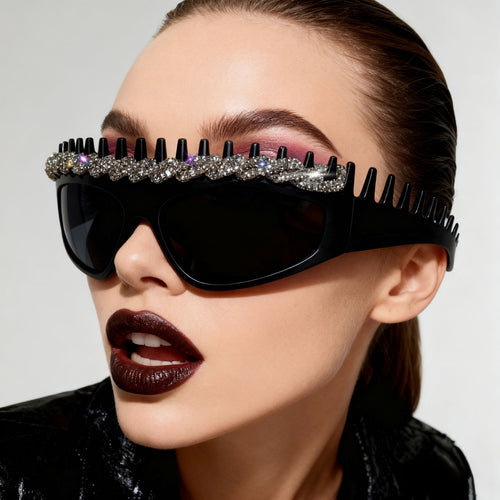 Ladies sporty sunglasses with intricate design and sparkling accents Bowlift