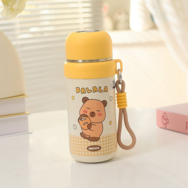 Ladies thermos bottle with animal motif and carrying strap Bowlift