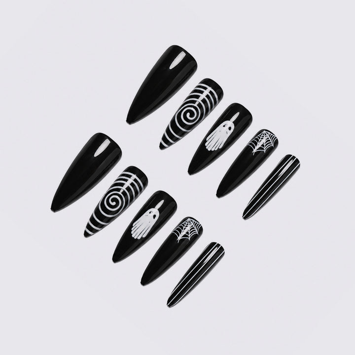 Gothic Themed Stiletto Press-On Nails Bowlift