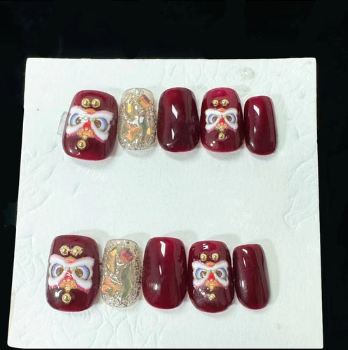 Exquisite acrylic nails with jewelry decorations Bowlift