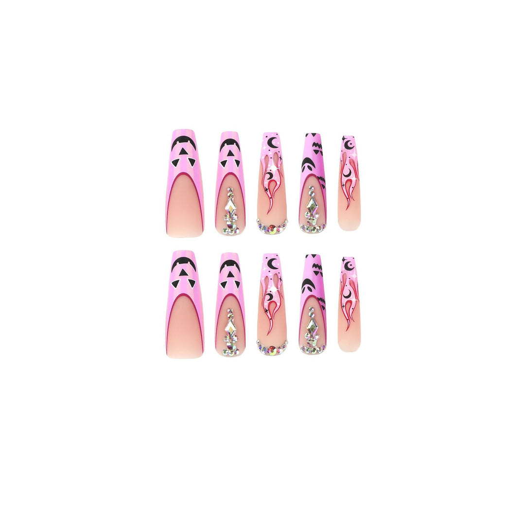 Artificial nail art with festive design and glitter variations Bowlift