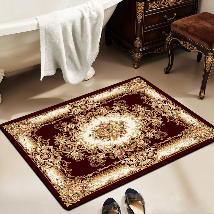 Vintage Floral Design Bath Mat Bowlift