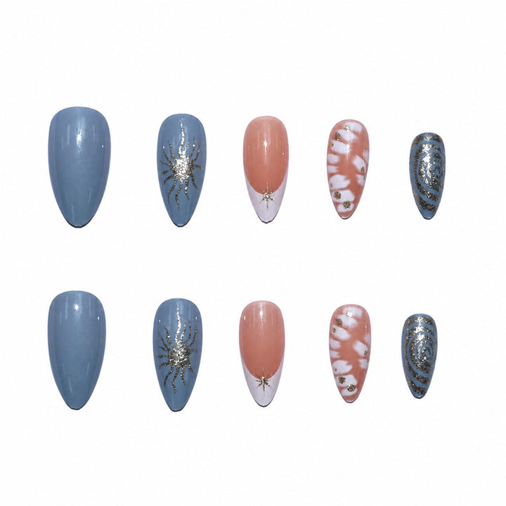 Elegant Premium Artificial Nails with Floral and Glitter Designs Bowlift