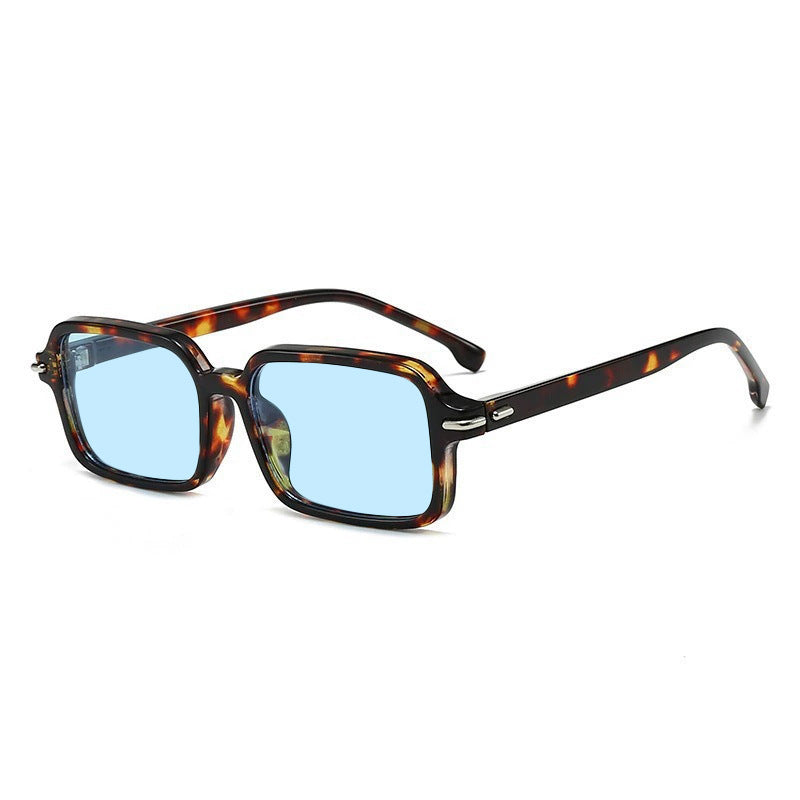 Women's fashionable square sunglasses with stylish plastic frame and blue lenses Bowlift