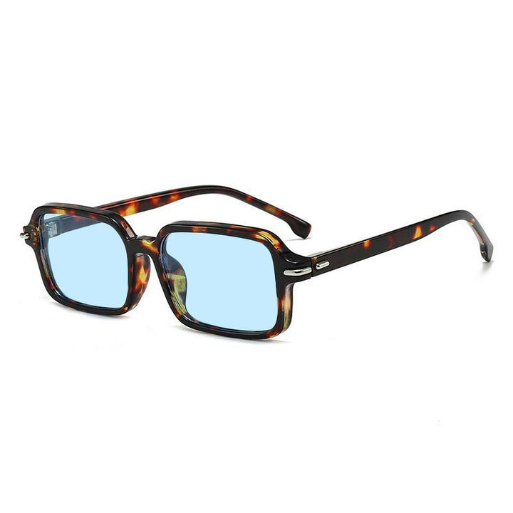 Women's fashionable square sunglasses with stylish plastic frame and blue lenses Bowlift