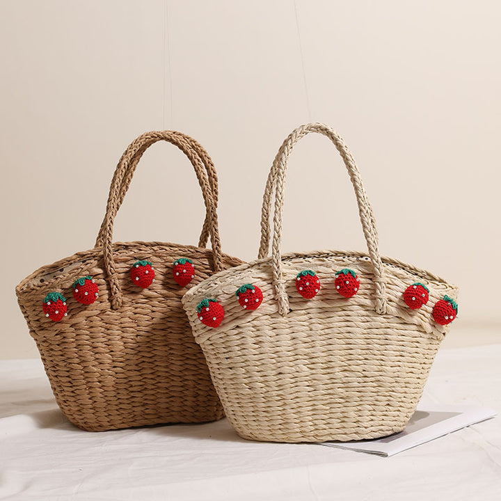 Handmade basket bag with playful strawberry motif Bowlift